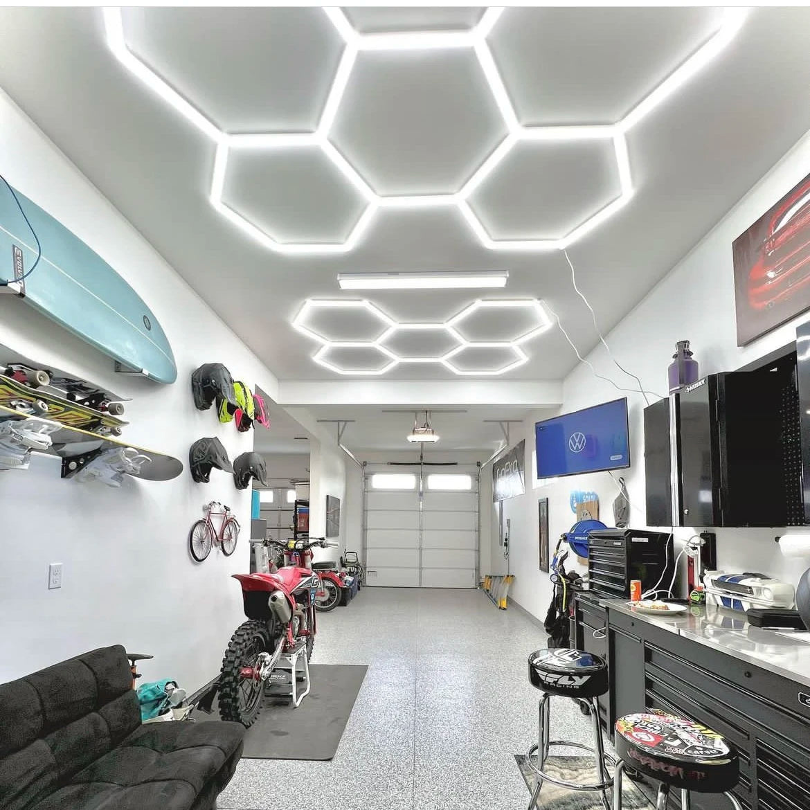 Éclairage LED hexagonal premium 6500K pour garages