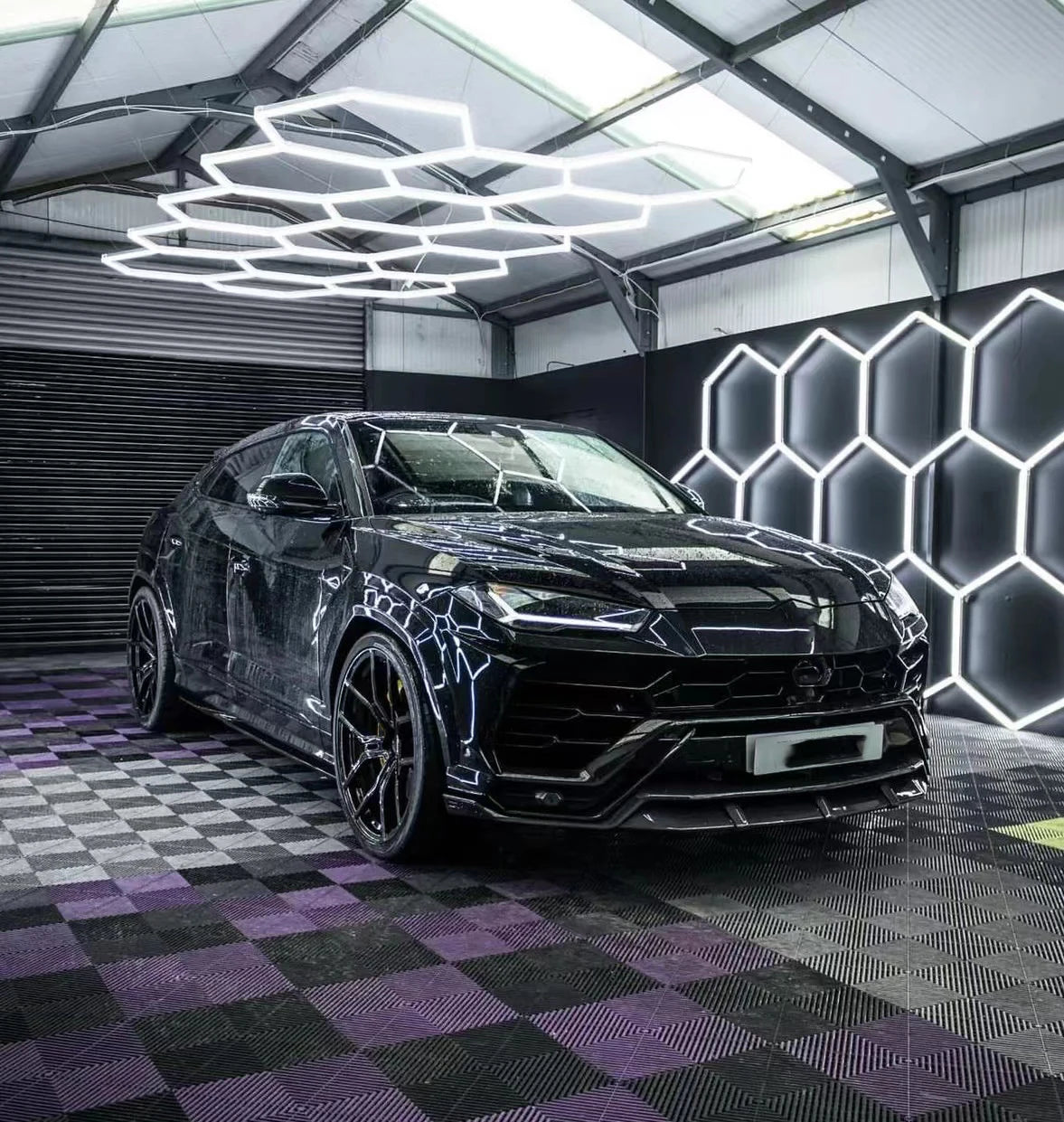 Hexagones LED 6500K – éclairage professionnel pour garages