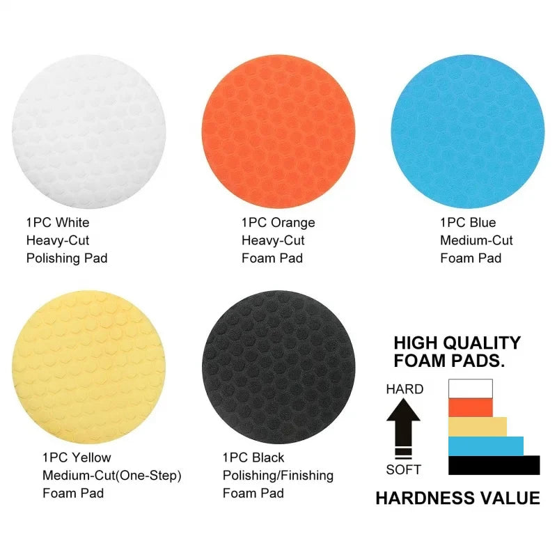 Kit tampons polissage 3–7’’ – Pads mousse
