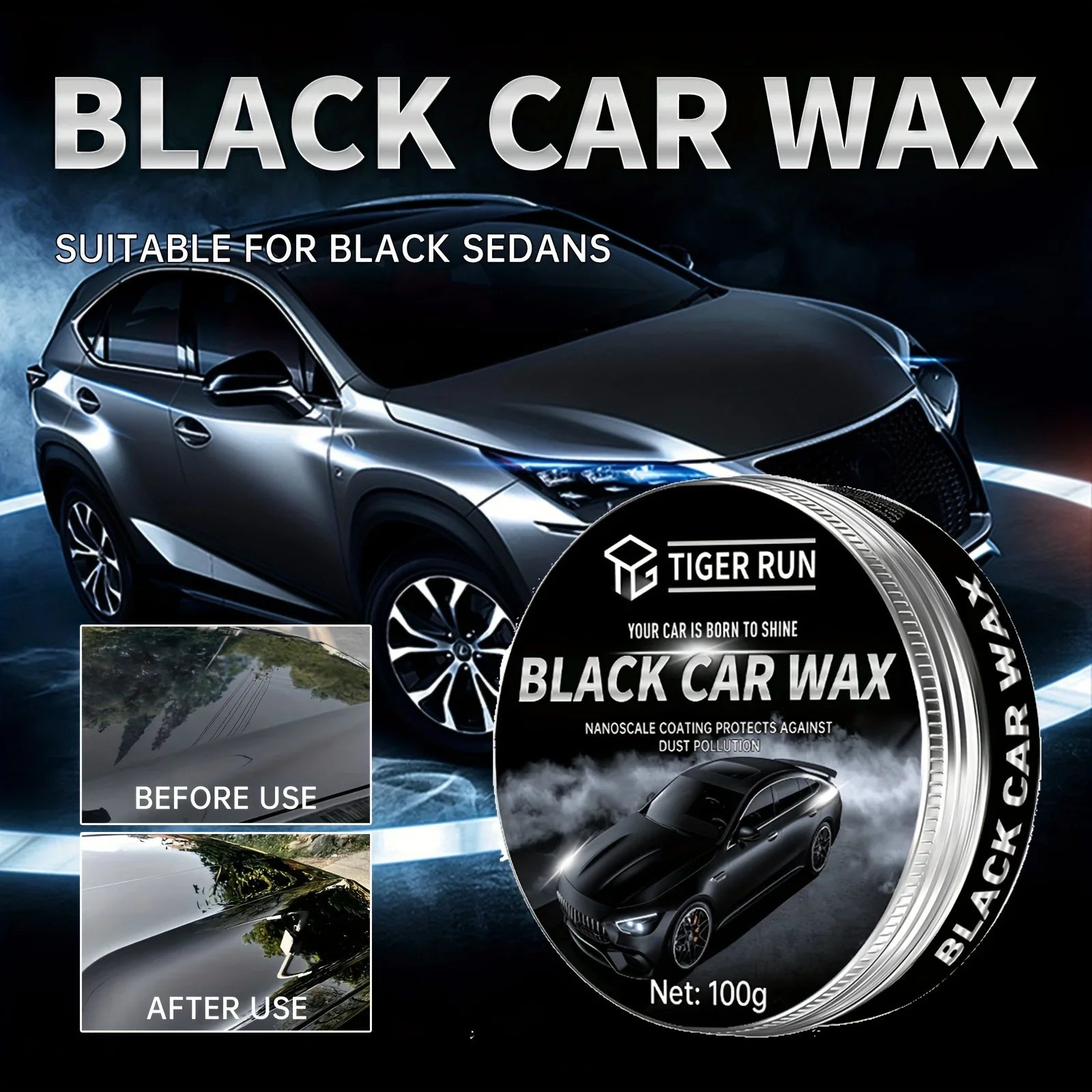 Cire noire voiture – Haute brillance & protection UV 100 g