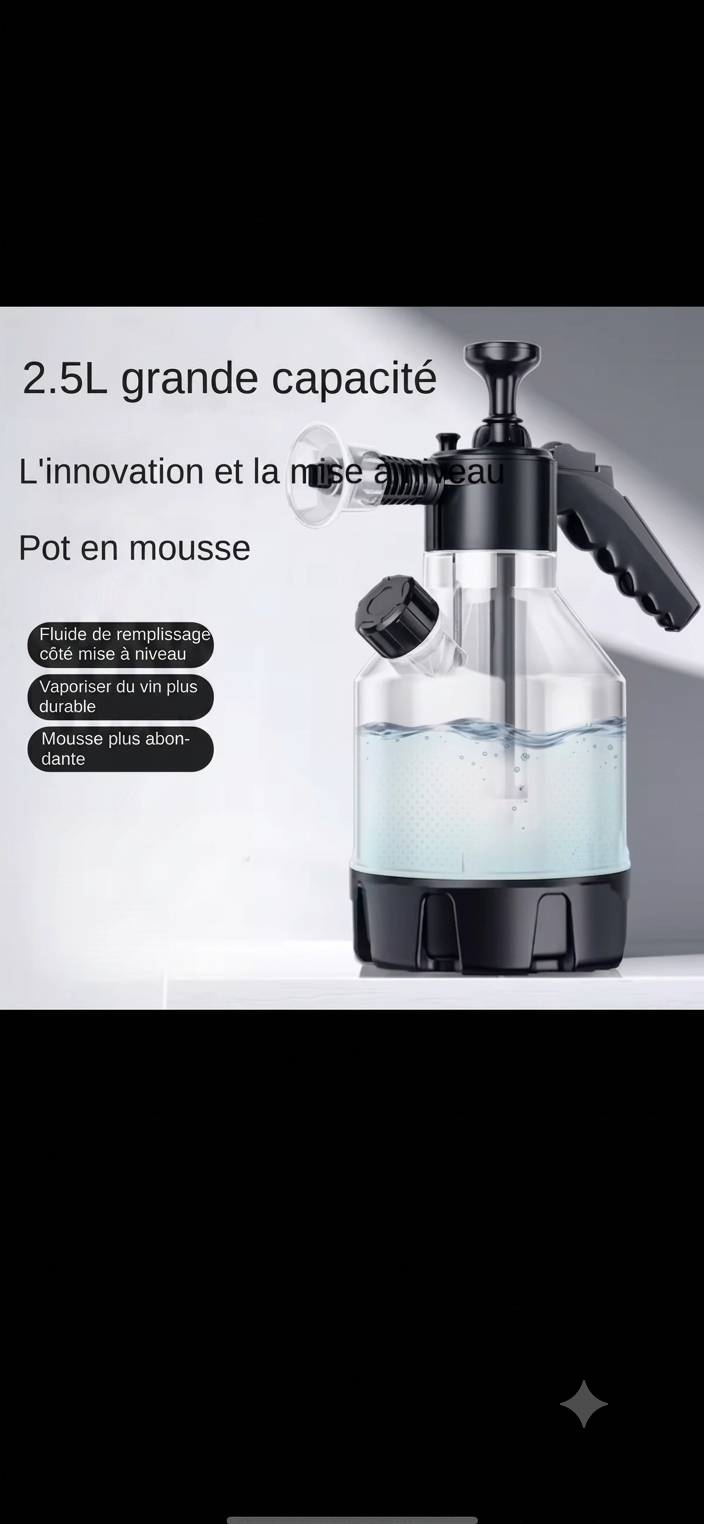 Pulvérisateur mousse 2,5 L – mousse épaisse, 3 buses
