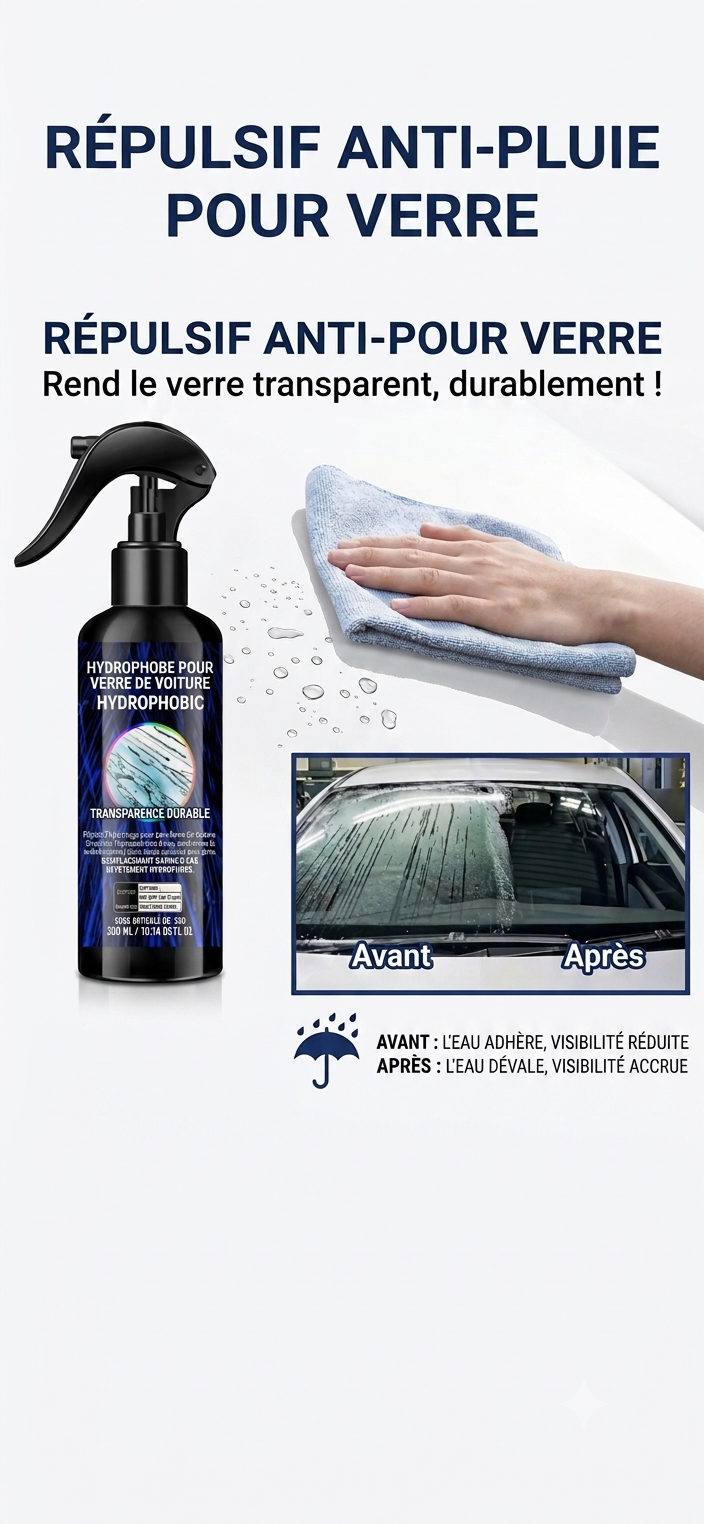 Traitement hydrophobe vitres auto 30ml 100ml 200ml 300ml