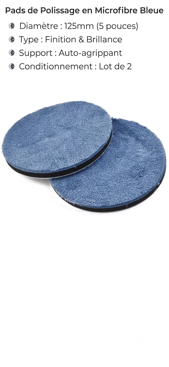 Pad polissage microfibre — 3 à 7 pouces lot 2pieces