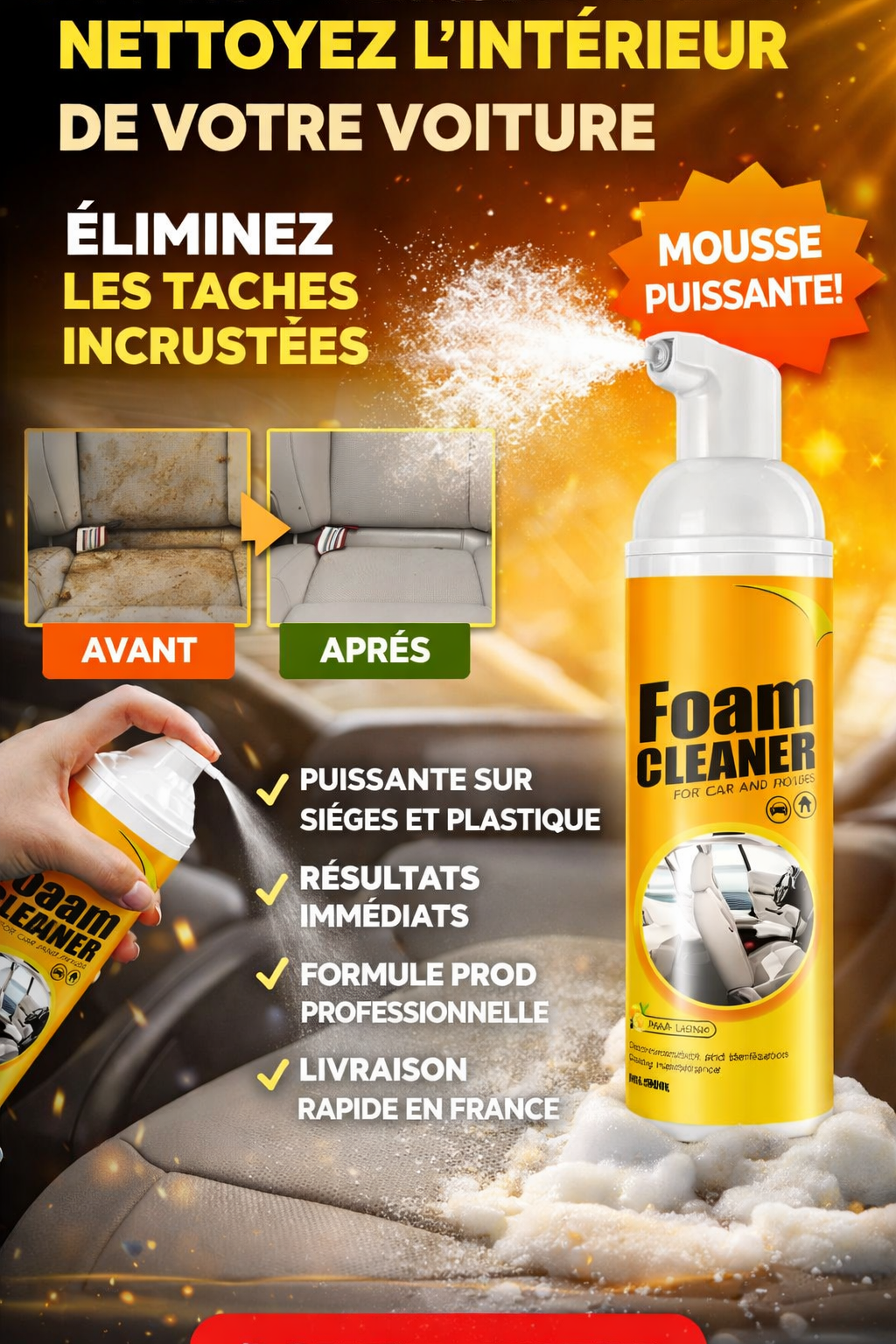 Mousse nettoyante auto